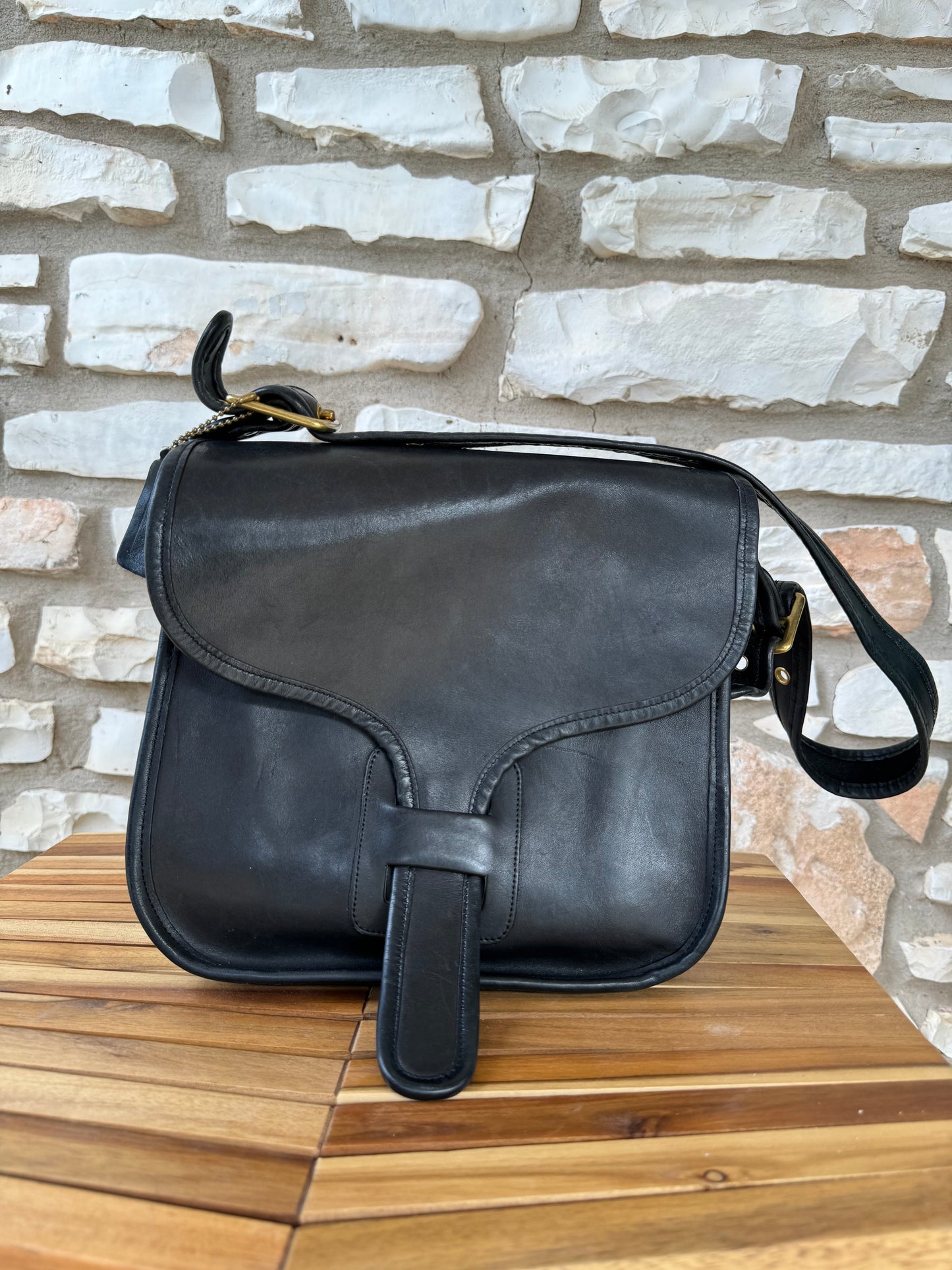 Vintage Coach Black Courier Pouch