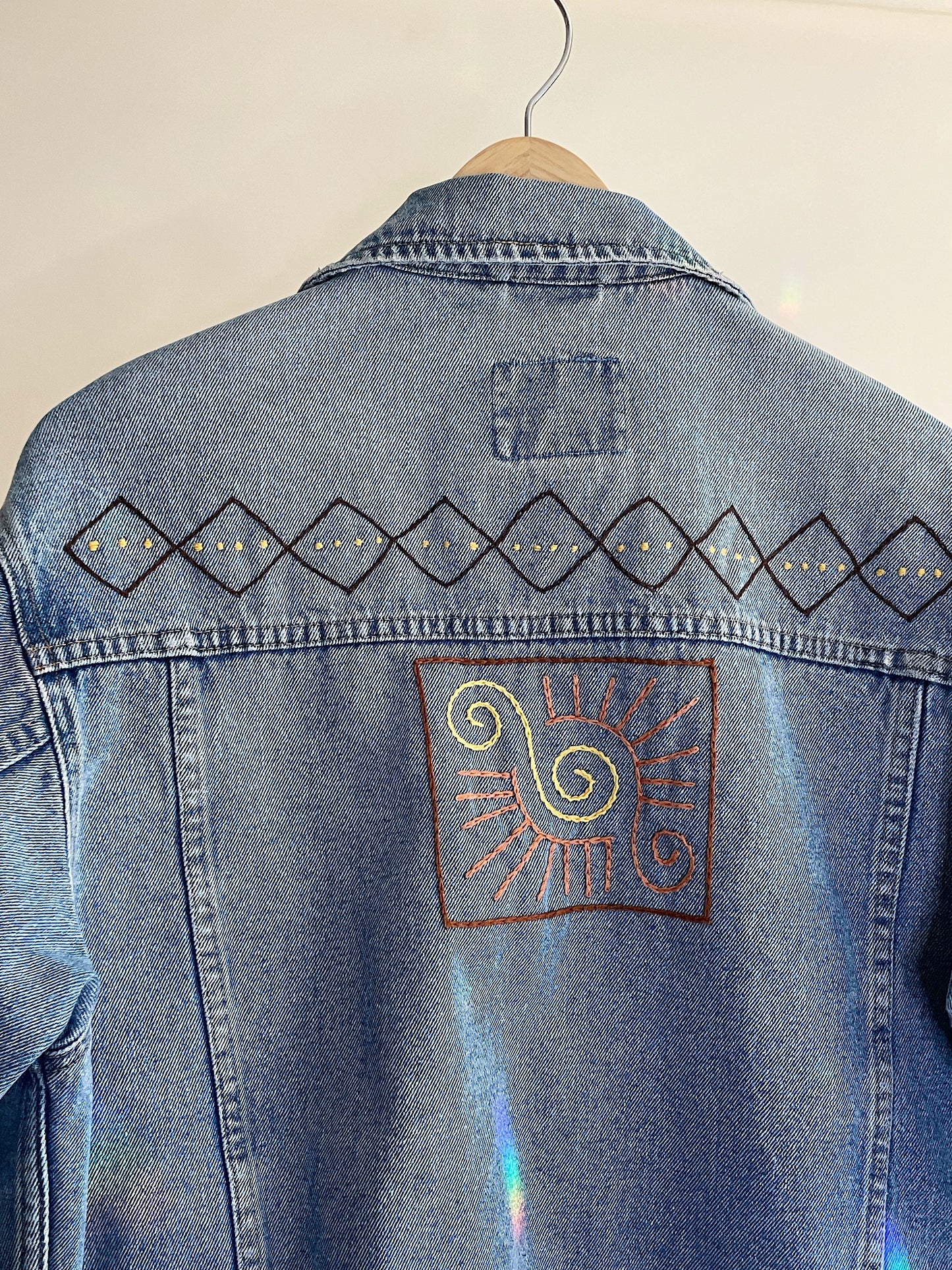 'All Seeing Eye' Hand Embroidered Vintage Denim Jacket