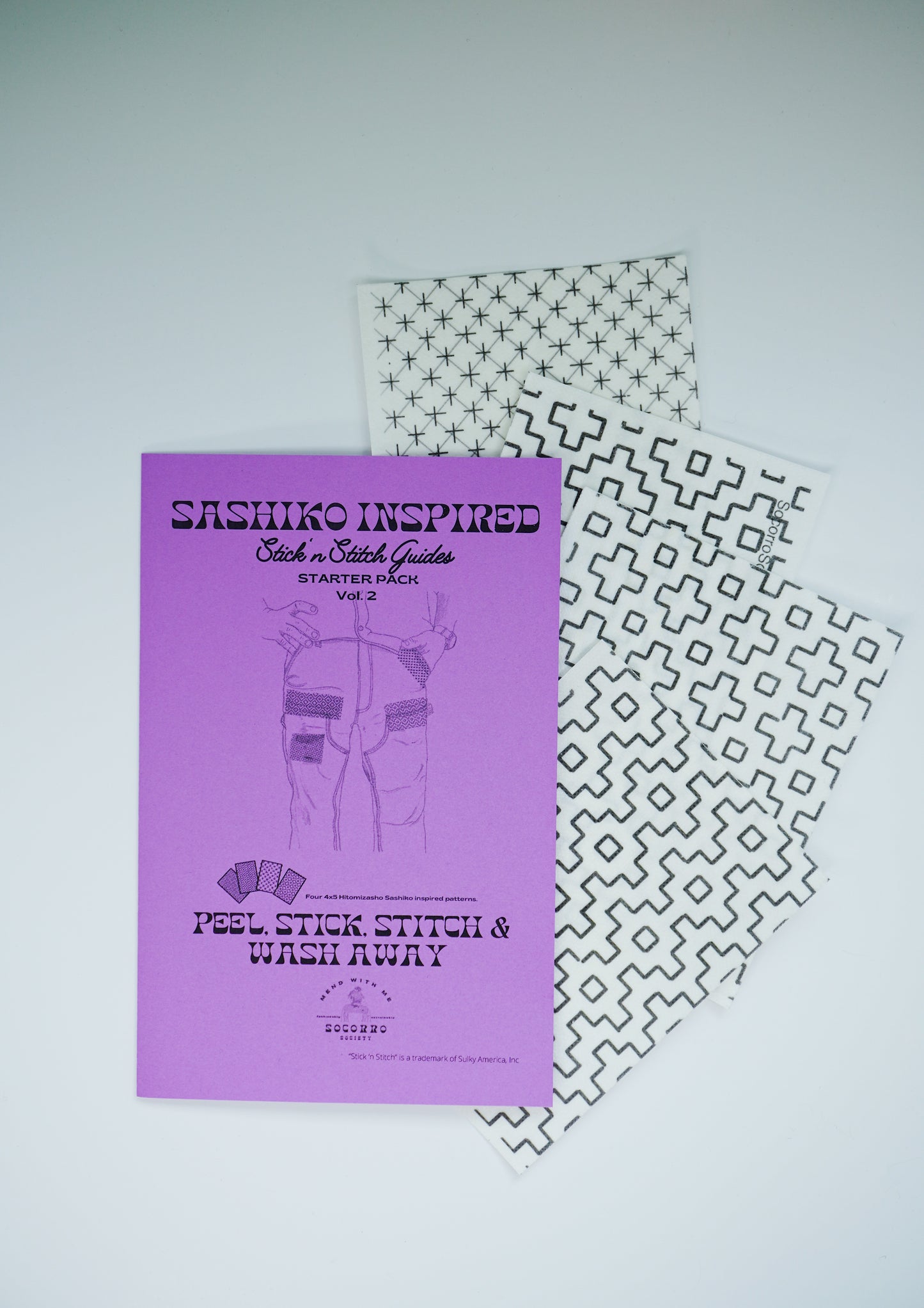 Sashiko Inspired Visible Mending Stick ‘n Stick Patterns Starter Pack Vol. 2