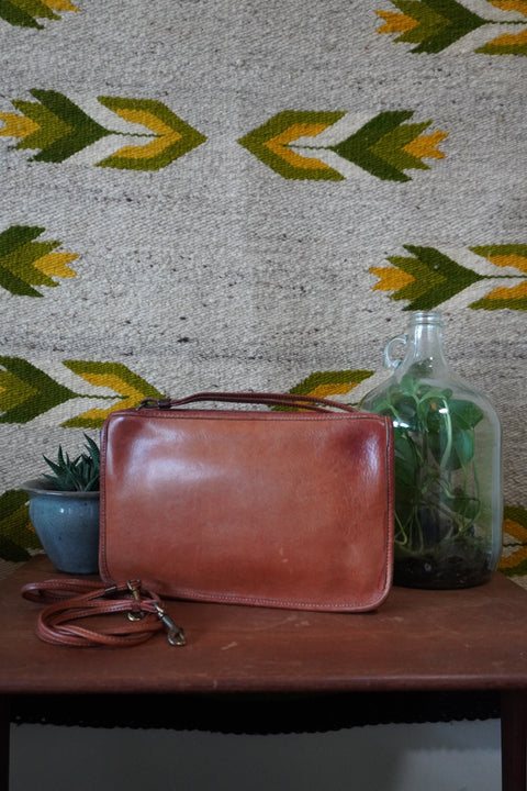 Vintage Coach 1970's Zippered Clutch 9455 British Tan