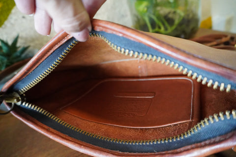 Vintage Coach 1970's Zippered Clutch 9455 British Tan