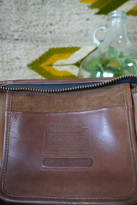 Vintage Coach 1970's Zippered Clutch 9455 Two-Toned Saddle