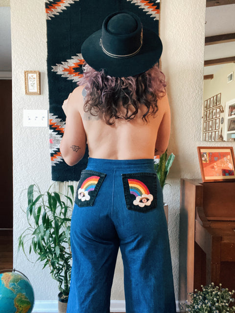 Socorro Rainbow Eyes Blue Denim Pants