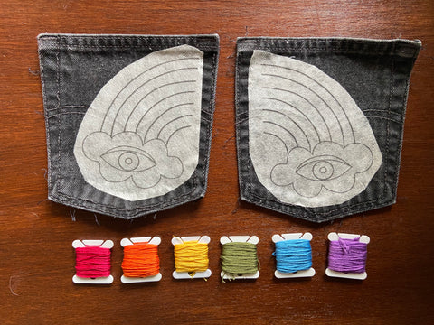 Socorro Rainbow Eyes Blue Denim Pants