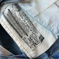 Close-up of a Levi's label on denim fabric