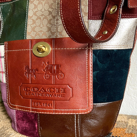 Vintage Coach Holiday Patchwork Bleecker Duffle CM357