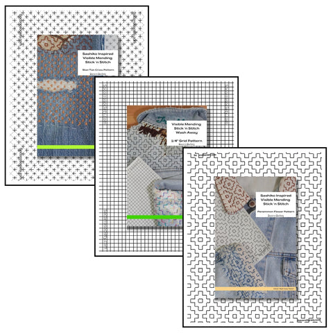 Sashiko Inspired Mending Stick and Stitch Pattern Bundle