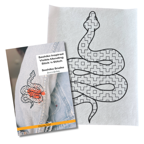 Sashiko Snake - Visible Mending Stick and Stitch Embroidery Pattern