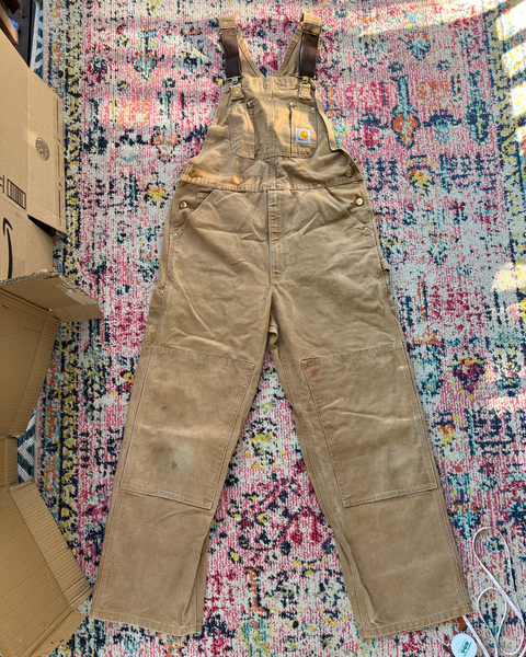 Vintage Carhartt Double Knee Tan Workwell Overalls – Size 36x32 (RO1 BRN)