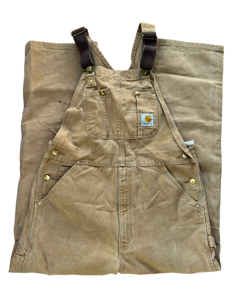 Vintage Carhartt Double Knee Tan Workwell Overalls – Size 36x32 (RO1 BRN)