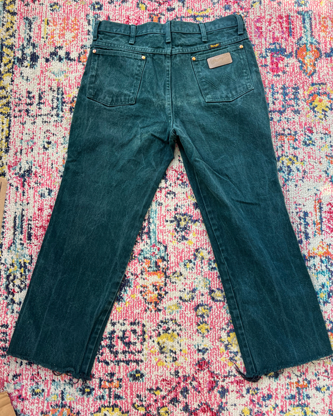 Vintage Wrangler Dark Green Cowboy Cut Jeans