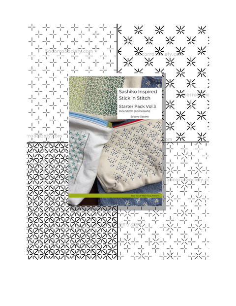 Sashiko Inspired Mending Stick and Stitch Patterns- Vol 3