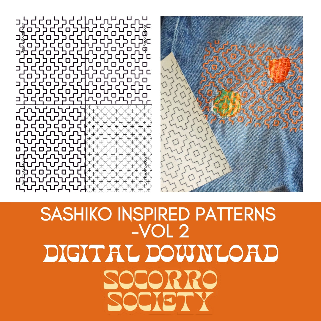 Sashiko Inspired Mending Patterns Vol. 2 Digital Download – Socorro Society